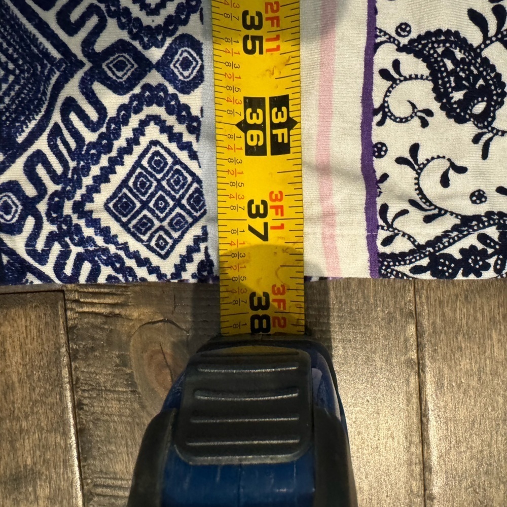 Chico’s Blue White Patchwork Print Maxi Skirt Boho Travel Resort Size 0 fits 4/6 - Picture 12 of 13